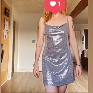 Bershka sequined metallic cling dress